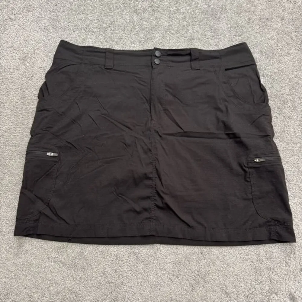 L.L. Bean Cargo Mini Skort Skirt Womens 14 Regular Black Nylon Outdoor Camping